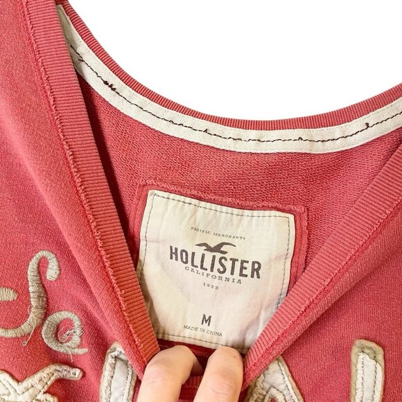 HOLLISTER SO Cal Hermosa Beach Sweatshirt Pink Pullover Pocket Y2K Logo Size M - Picture 6 of 7